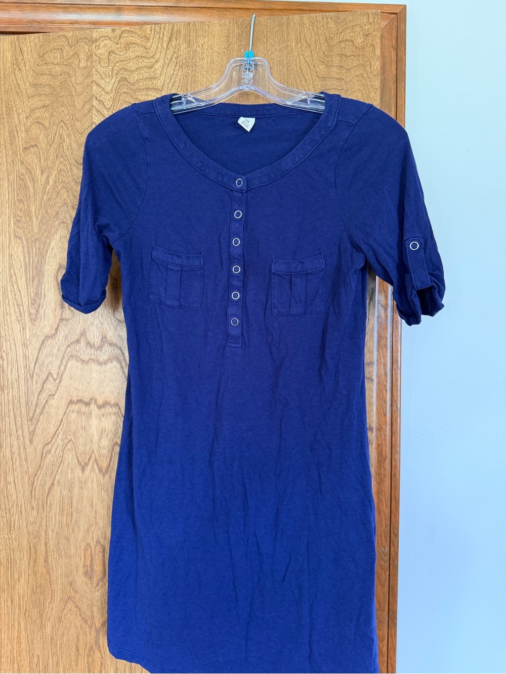 Old Navy Navy Blue Short Sleeve Henley Dress